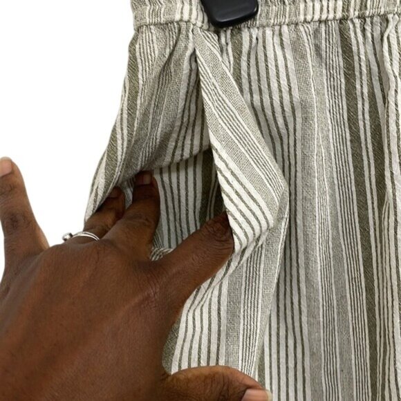 Croft & Barrow Capri Pants Elastic Drawstring Stripes Grunge Earth Tone Sz S NWT - Picture 4 of 6
